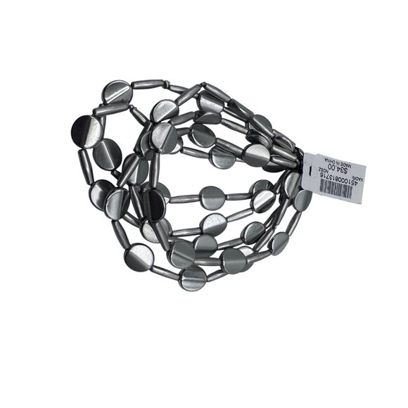 Chico's 5 Separate Bracelets NWT Jewlery Statement Silver Tone Beads Stretch - Picture 3 of 5